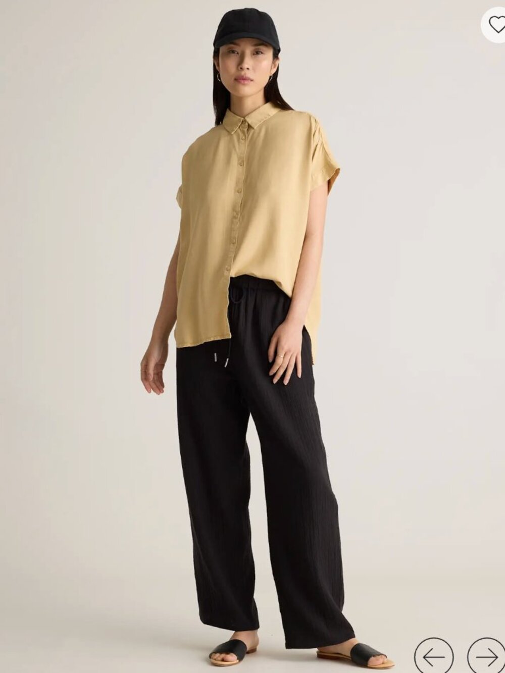 Quince 100% Organic Cotton Gauze Black Straight Leg Pants size Medium - Picture 2 of 3